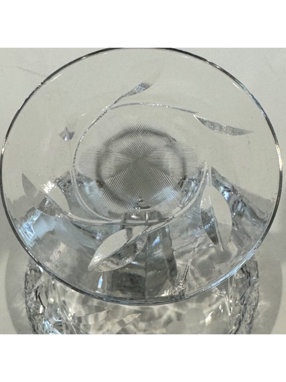 Cut Glass Etched Clear Compote Pedestal Dish Centerpiece 8" Tall Floral Vintage - Picture 9 of 13